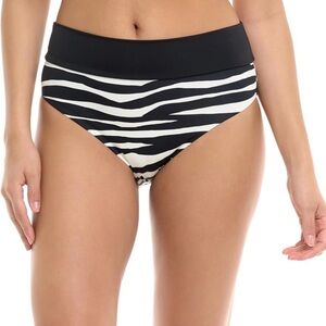 Skye Swimwear Black & White Zebra Print High-Waist Bikini Bottoms.   Large   NWT